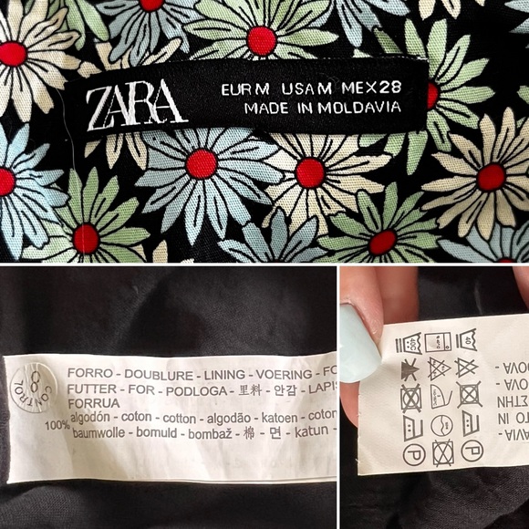 Zara Floral Long Sleeve Ruffled Mini Dress in Green • M - Picture 4 of 4